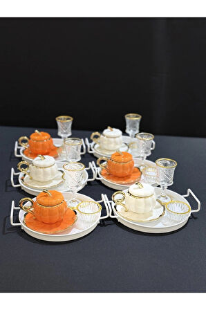 6 Kişilik Porselen Kabak Kahve Sunum Seti