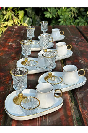 6 Kişilik Damla 24 parça Kahve Sunum Seti