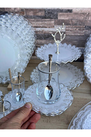 6 Kişilik Gelincik 34 parça Lüks Cam Kahvaltı Takımı