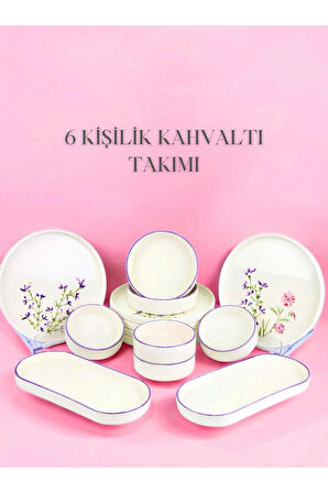 Lavanta Desenli 6 Kişilik Lüks Kahvaltı Seti