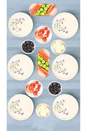 Lavanta Desenli 6 Kişilik Lüks Kahvaltı Seti