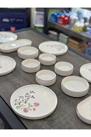 Lavanta Desenli 6 Kişilik Lüks Kahvaltı Seti