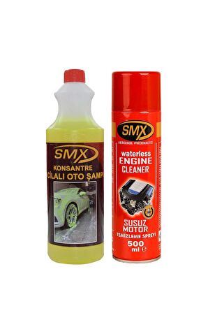 1 Adet Susuz Motor Temizleme Ve Koruma Spreyi  + 1 Adet  SMX %40 Cilalı Oto Şampuanı (1 LT)