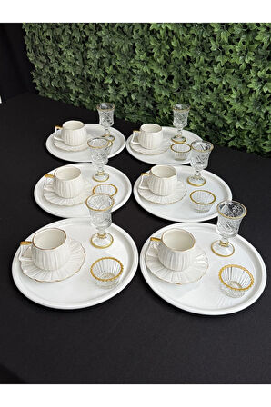 6 Kişilik 30 parça Papatya Lüks Kahve Sunum Seti Full set