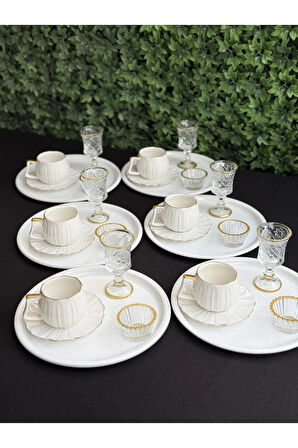 6 Kişilik 30 parça Papatya Lüks Kahve Sunum Seti Full set