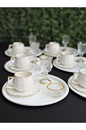 6 Kişilik 30 parça Papatya Lüks Kahve Sunum Seti Full set