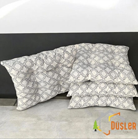4 Adet Krem Desenli Pofidik Su ve Leke İtici Bağcıklı Sandalye Minderi 40x40 cm