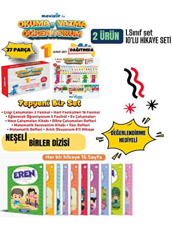 1.SINIF SET ve NEŞELİ DOSTLAR DİZİSİ HİKAYE SETİ  MAVİTİKLİ YAYINCILIK