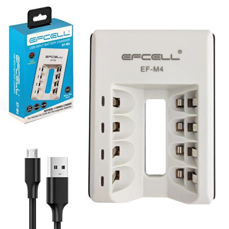 PİL ŞARJ ALETİ DÖRTLÜ USB AA/AAA Nİ-MH/Nİ-CD EFCELL EF-M4