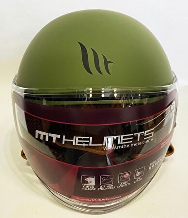 -Mt Kask Jet Street A6 Mat Yeşil Yarım Kask