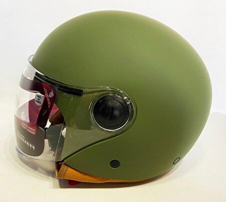 -Mt Kask Jet Street A6 Mat Yeşil Yarım Kask