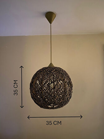 Bohem,Ahşap Gövde,Jüt,Hasır,Modern,Doğal El Yapımı Sarkıt Avize