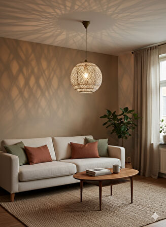 Bohem,Ahşap Gövde,Rustik,Modern,Doğal El Yapımı Sarkıt Avize