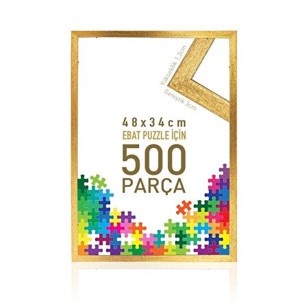 Puzzle Ve Yapboz Çerçevesi 500 Parça Için Ebat 48cmx34cm Altın Sarısı (gold)