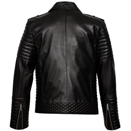 Slim Fit Kruvaze Yaka Erkek Deri Mont