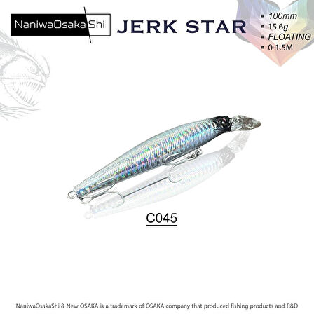 NaniwaOsakaShi JerkStar 100 mm 15.6 gr Floating Maket Balık C045