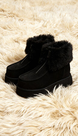 Altın Pabuç Kürk Detaylı Kadın Bot - Sıcak Tutan, Kaymaz Ortopedik Tabanlı Konforlu Kışlık Bot