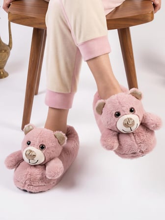 Kadın Hayvanlı Panduf Sıcak Tutan Peluşlu Rahat Yumuşak Kışlık Ayıcıklı Ev Terliği Pandifi ve Botu