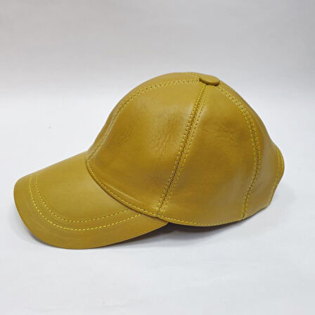 Camel Renk Deri Unisex Şapka