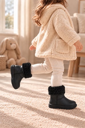 Çocuk Kürklü Bot Su Geçirmez Kaymaz Taban Erkek Kız Unisex İçi Kürklü Çocuk Yağmur Çizmesi Kar Botu