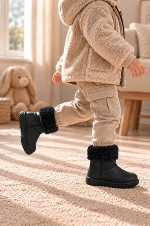 Çocuk Kürklü Bot Su Geçirmez Kaymaz Taban Erkek Kız Unisex İçi Kürklü Çocuk Yağmur Çizmesi Kar Botu