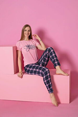 MİLAN GECELİK PİJAMA TAKIMI PEMBE 