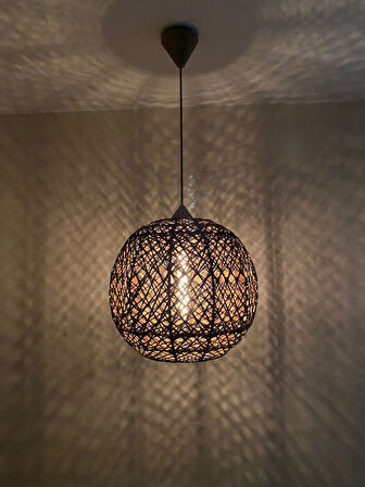 Bohem,Ahşap Gövde,Jüt,Hasır,Rustik,Modern,Doğal El Yapımı Sarkıt Avize