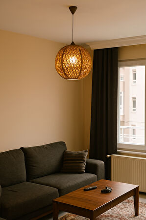 Bohem,Ahşap Gövde,Jüt,Hasır,Rustik,Modern,Doğal El Yapımı Sarkıt Avize