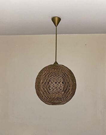 Bohem,Ahşap Gövde,Jüt,Hasır,Rustik,Modern,Doğal El Yapımı Sarkıt Avize