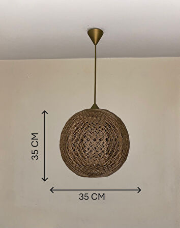 Bohem,Ahşap Gövde,Jüt,Hasır,Rustik,Modern,Doğal El Yapımı Sarkıt Avize