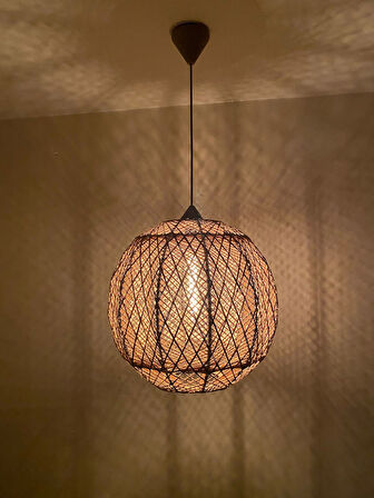 Bohem,Ahşap Gövde,Jüt,Hasır,Rustik,Modern,Doğal El Yapımı Sarkıt Avize