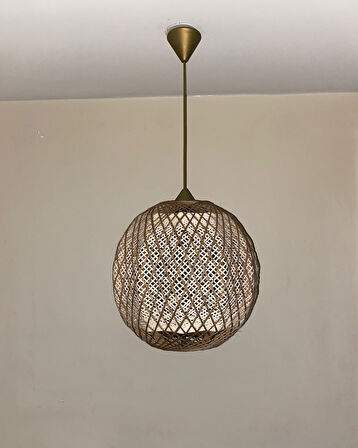 Bohem,Ahşap Gövde,Jüt,Hasır,Rustik,Modern,Doğal El Yapımı Sarkıt Avize