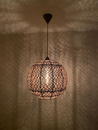 Bohem,Ahşap Gövde,Jüt,Hasır,Rustik,Modern,Doğal El Yapımı Sarkıt Avize