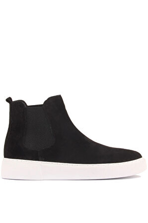 Shoetyle - Siyah Hakiki Süet Kadın Chelsea Bot - 6929