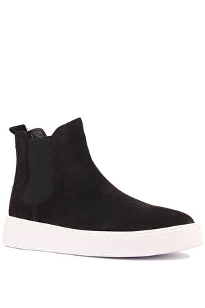 Shoetyle - Siyah Hakiki Süet Kadın Chelsea Bot - 6929