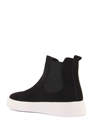 Shoetyle - Siyah Hakiki Süet Kadın Chelsea Bot - 6929