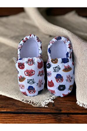 Kedi Kafası Organik Pamuk Kreş-ev Patiği