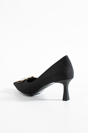 315851140-1 Tekstil Kadın Topuklu Siyah Ayakkab