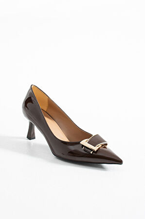 315251140-7 Bordo Suni Rugan Topuklu Kadın Ayakkabısı