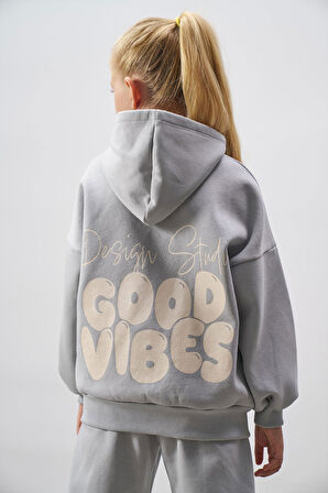 Baskılı Kapüşonlu Kanguru Cepli 3 İplik Şardonlu Takım 