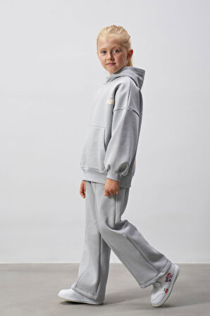 Baskılı Kapüşonlu Kanguru Cepli 3 İplik Şardonlu Takım 