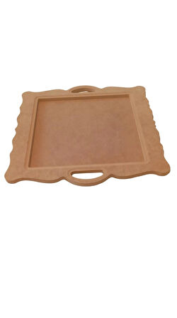 Dekoratif kare kordonlu ahşap sunum tepsisi