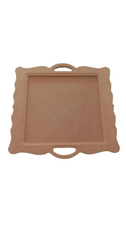 Dekoratif kare kordonlu ahşap sunum tepsisi