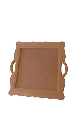 Dekoratif kare kordonlu ahşap sunum tepsisi