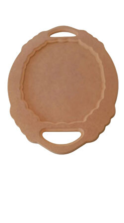 Dekoratif oval kordonul düz ahşap tepsi