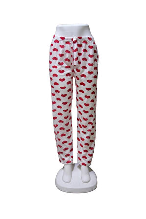 Süprem Kurdele Bel Detaylı Baskılı Cepsiz Kadın Pijama Altı1002