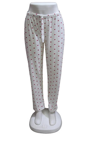 Süprem Kurdele Bel Detaylı Baskılı Cepsiz Kadın Pijama Altı1015