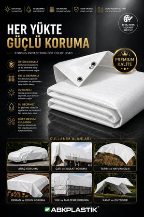 4x5 Beyaz Çadır Brandası Su Geçirmez UV Katkılı Dört Mevsim Branda