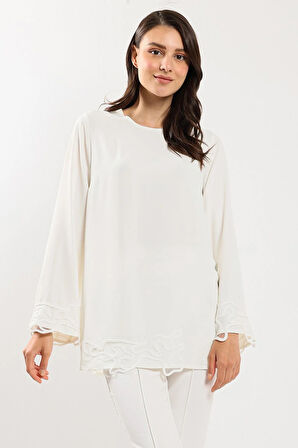 NAKİ & MASKARA Bluz 23MY2164 Ekru