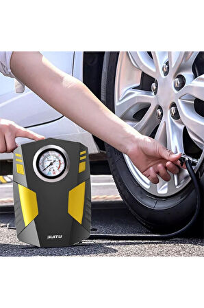 12v Fenerli Kompresör araç lastik şişirme pompası araba bisiklet motor için taşınabilir Göstergeli